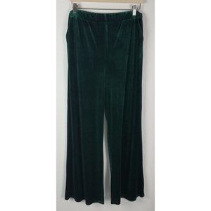 Vada Winter Women's Sz. L Pull On Green Velvet Sonny Wide Leg Pants